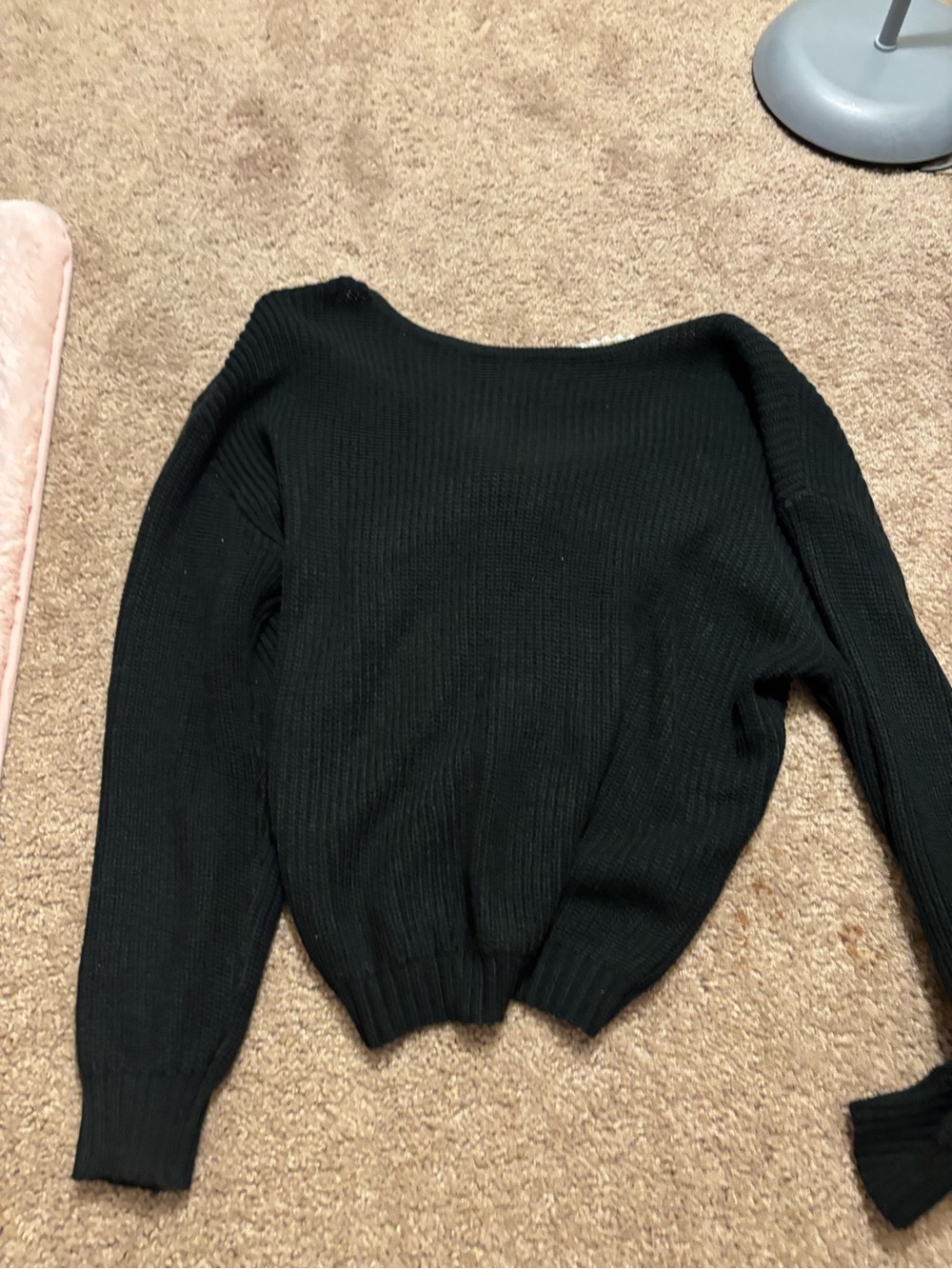 SHEIN Black Off-the-Shoulder Ribbed Sweater